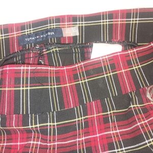 Tommy Hilfiger Black and Red Plaid Cropped Pants